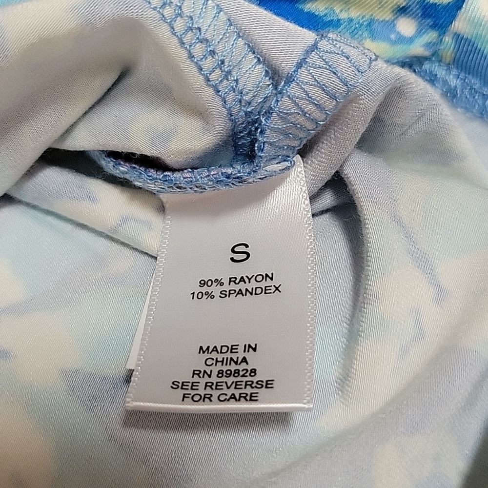 LOGO Lori Goldstein QVC Blue Orange Purple Floral Top Small - Picture 8 of 11